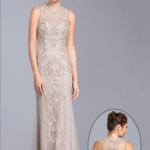 Sleeveless Mauve Beaded Gown